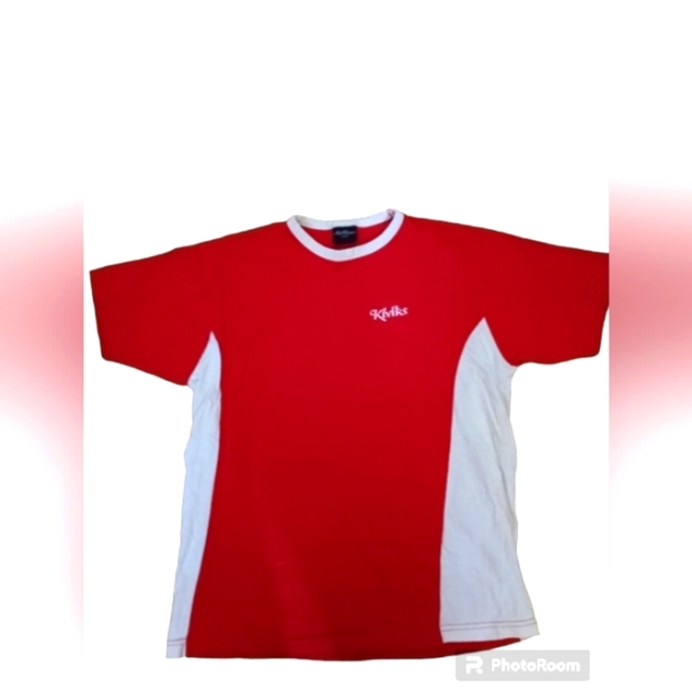 Unisex Kiviks Red & White Colorblock Tee Shirt